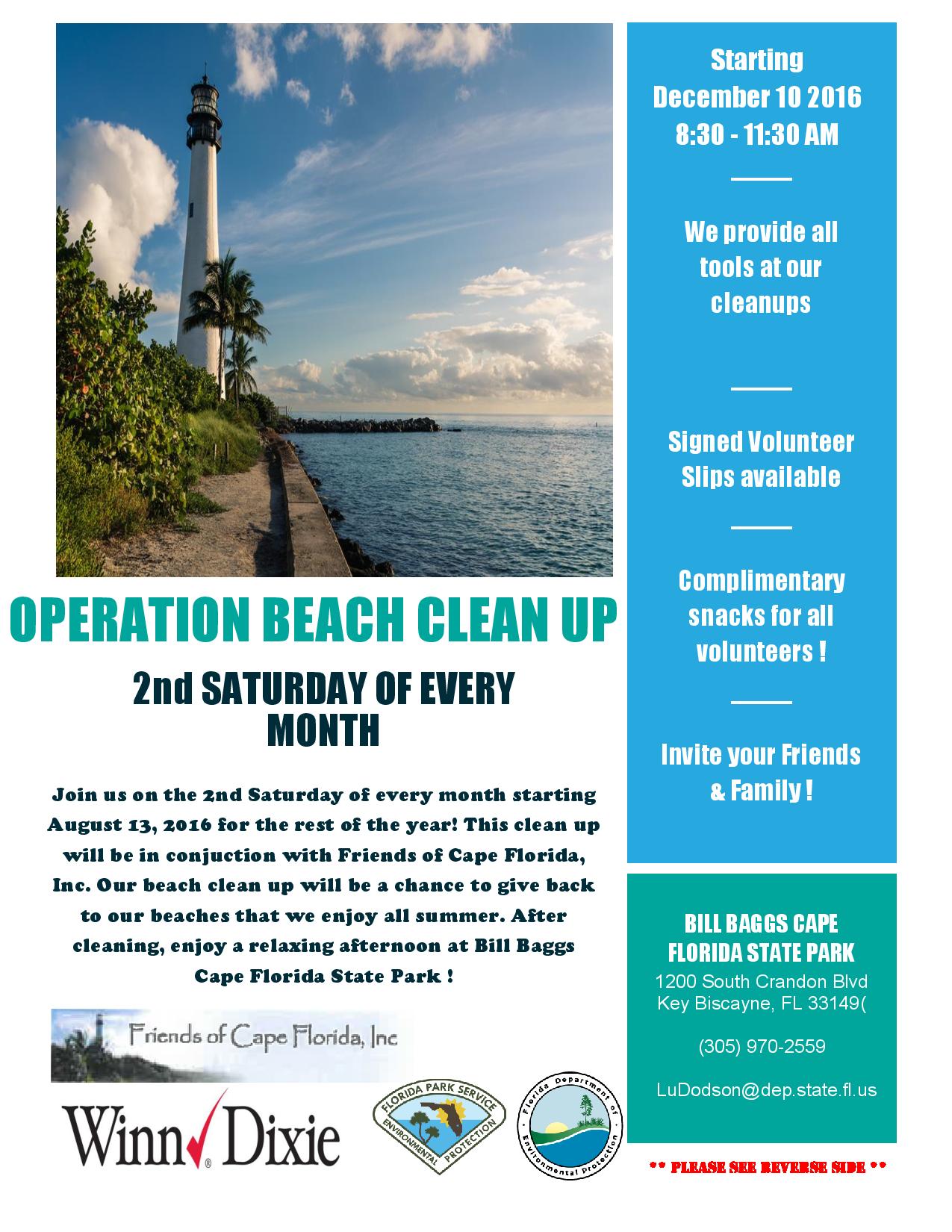 Operation Beach Clean Up at Bill Baggs! (December) - Key Biscayne ...